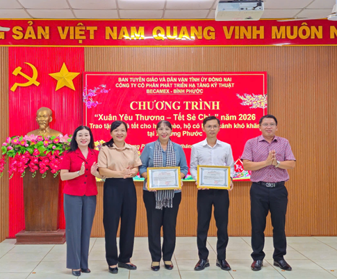 Lãnh đạo đơn vị tại xã Hưng Phước trao Thư Cảm ơn đến Lãnh đạo Ban Tuyên giáo và Dân vận Tỉnh ủy Đồng Nai và Công ty Cổ phần Phát triển Hạ tầng Kỹ thuật Becamex - Bình Phước Lãnh đạo đơn vị tại xã Hưng Phước trao Thư Cảm ơn đến Lãnh đạo Ban Tuyên giáo và Dân vận Tỉnh ủy Đồng Nai và Công ty Cổ phần Phát triển Hạ tầng Kỹ thuật Becamex - Bình Phước